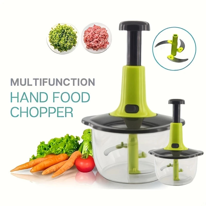 Manual Multi-Functional Chopper – Hand Push Grinder, Grater & Cutter | 2L Capacity
