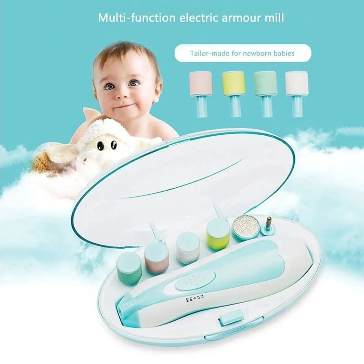 "6-in-1 Electric Baby Nail Trimmer – Safe & Gentle Nail Care Kit for Newborns, Infants & Toddlers