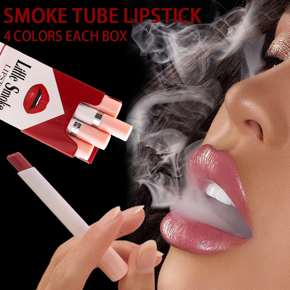 4-Piece Matte Lipstick Tube Set – Creative Cigarette Design, Waterproof & Long Wear