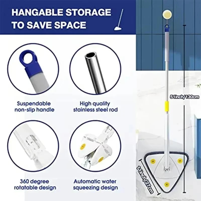 Triangle 360° Rotatable Adjustable Squeeze Mop