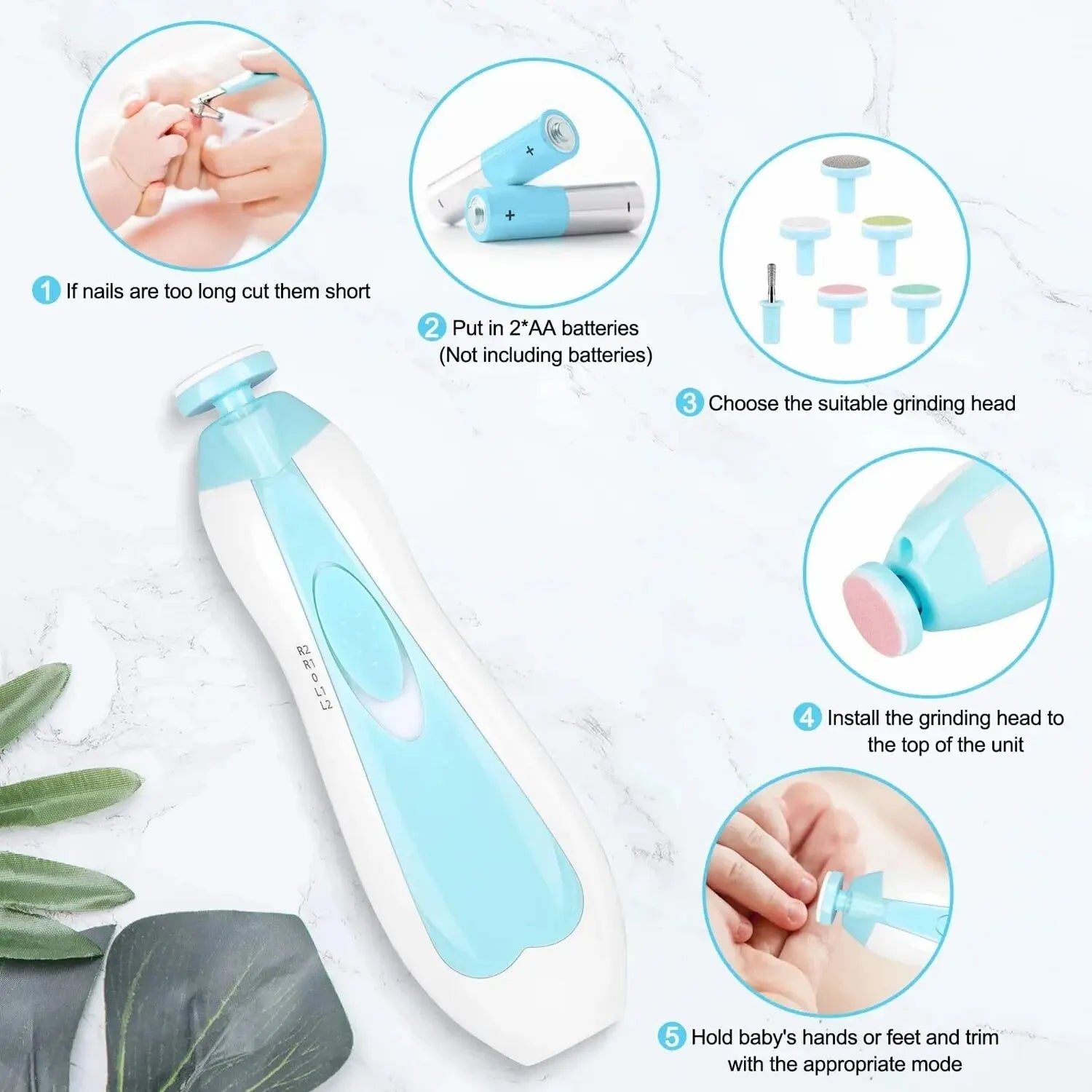 "6-in-1 Electric Baby Nail Trimmer – Safe & Gentle Nail Care Kit for Newborns, Infants & Toddlers