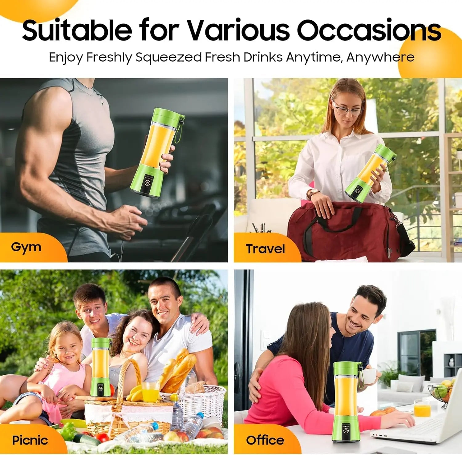 Mini USB Rechargeable Blender – Portable 6-Blade Juicer & Mixer for Smoothies & Shakes
