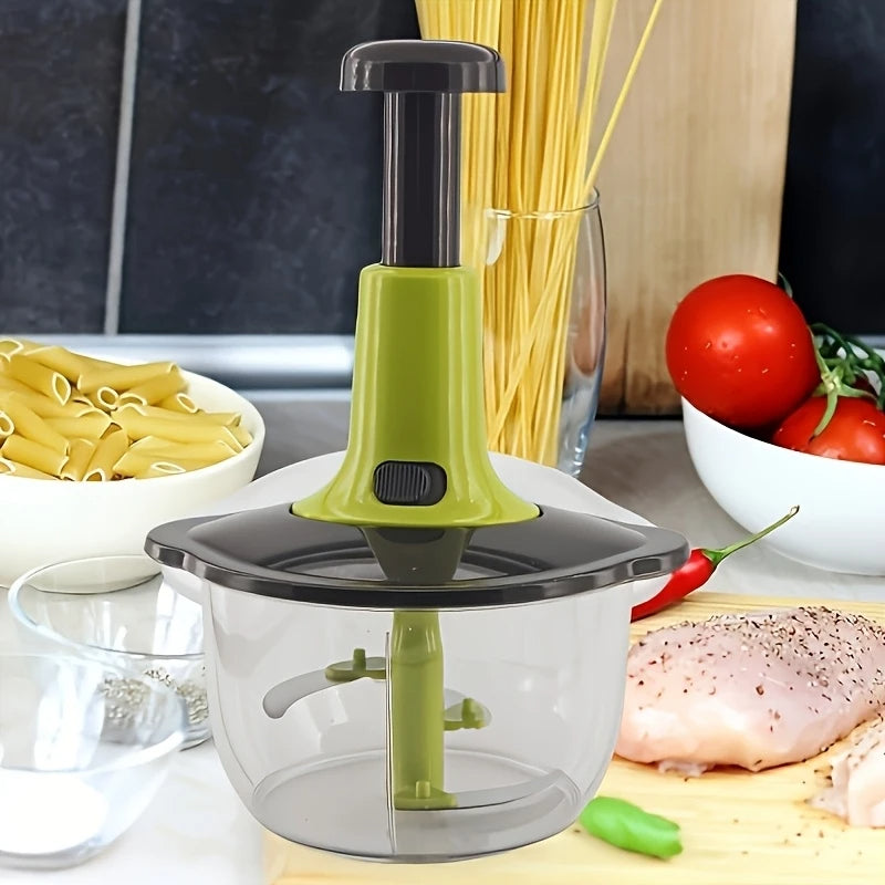 Manual Multi-Functional Chopper – Hand Push Grinder, Grater & Cutter | 2L Capacity