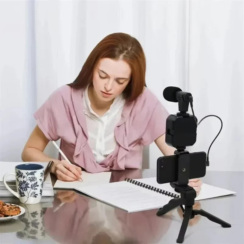 All-in-One Vlogging Stand – Ring Light, Phone Mount & Bluetooth Remote